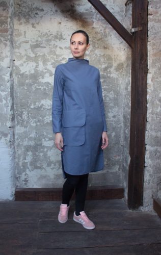 Triniti dress - aszimmetrikus aljú, óriás zsebes szűk ruha